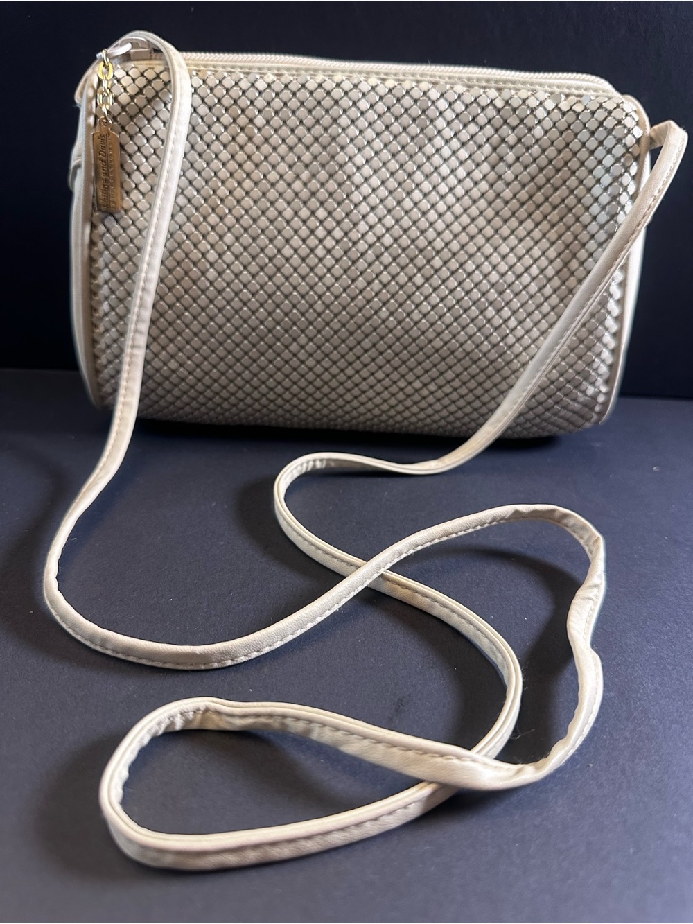 Whiting & Davis Ivory Metal Mesh Crossbody • Pristine Vintage Glam